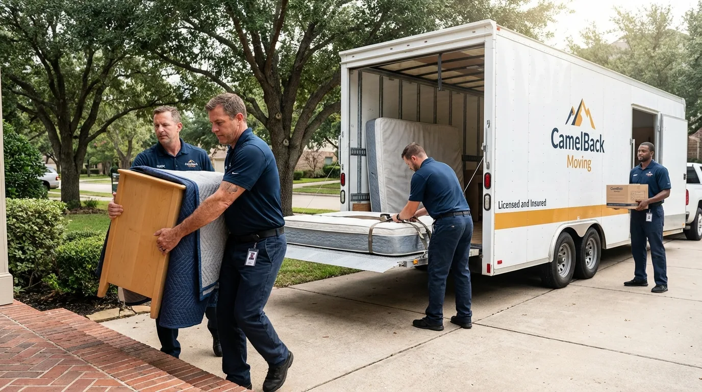 Crew loading residential truck for cross-state move from Saltville, VA